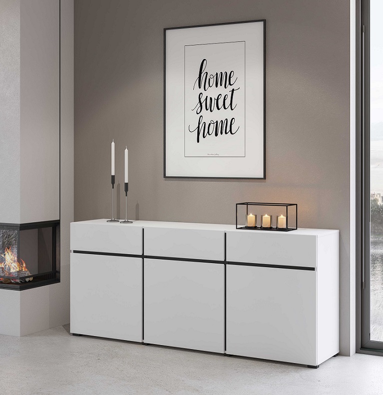 Komoda Cross 3D3S biela/čierna