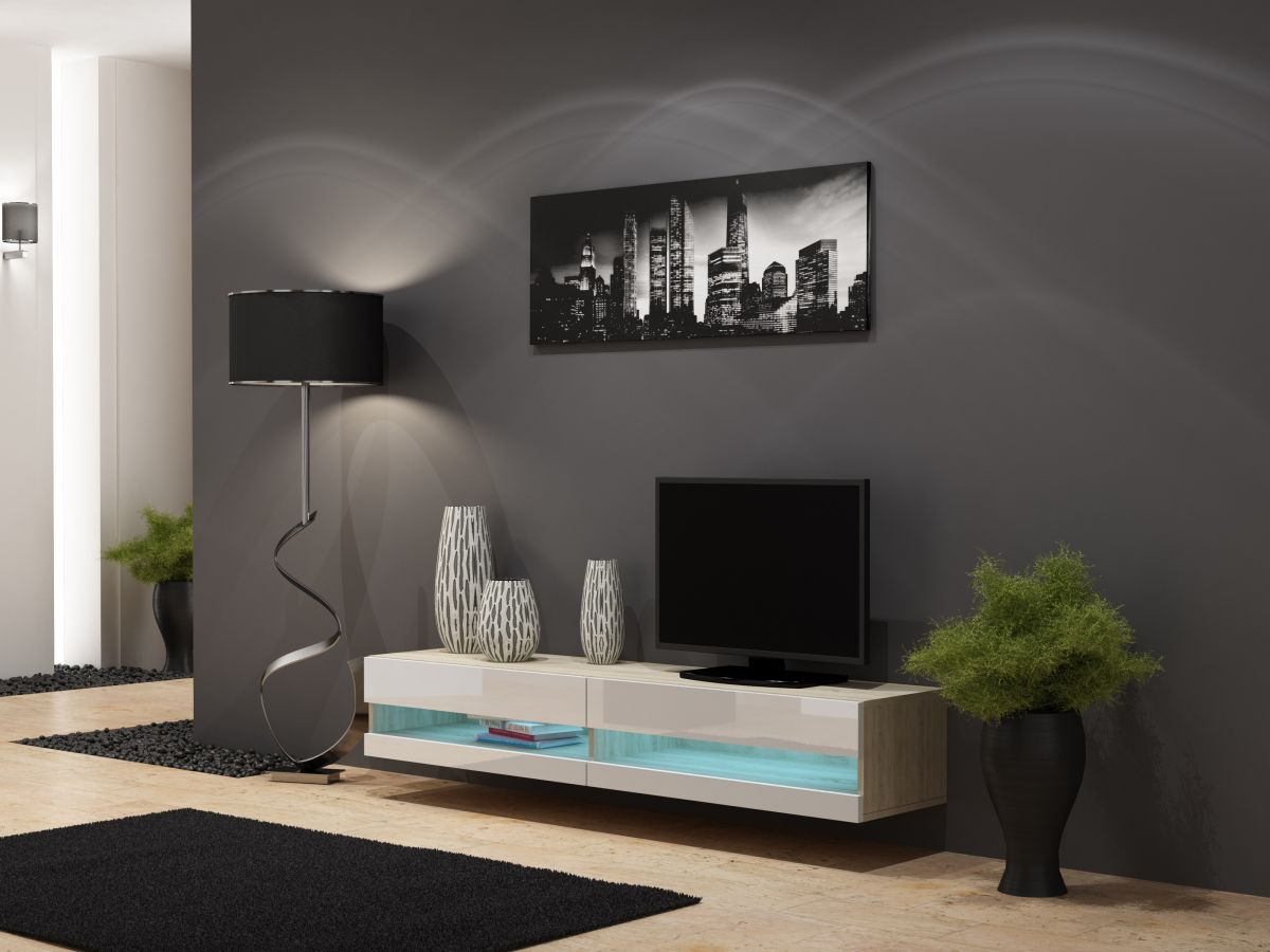 Vigo new TV stolík (dub sonoma/biely lesk)