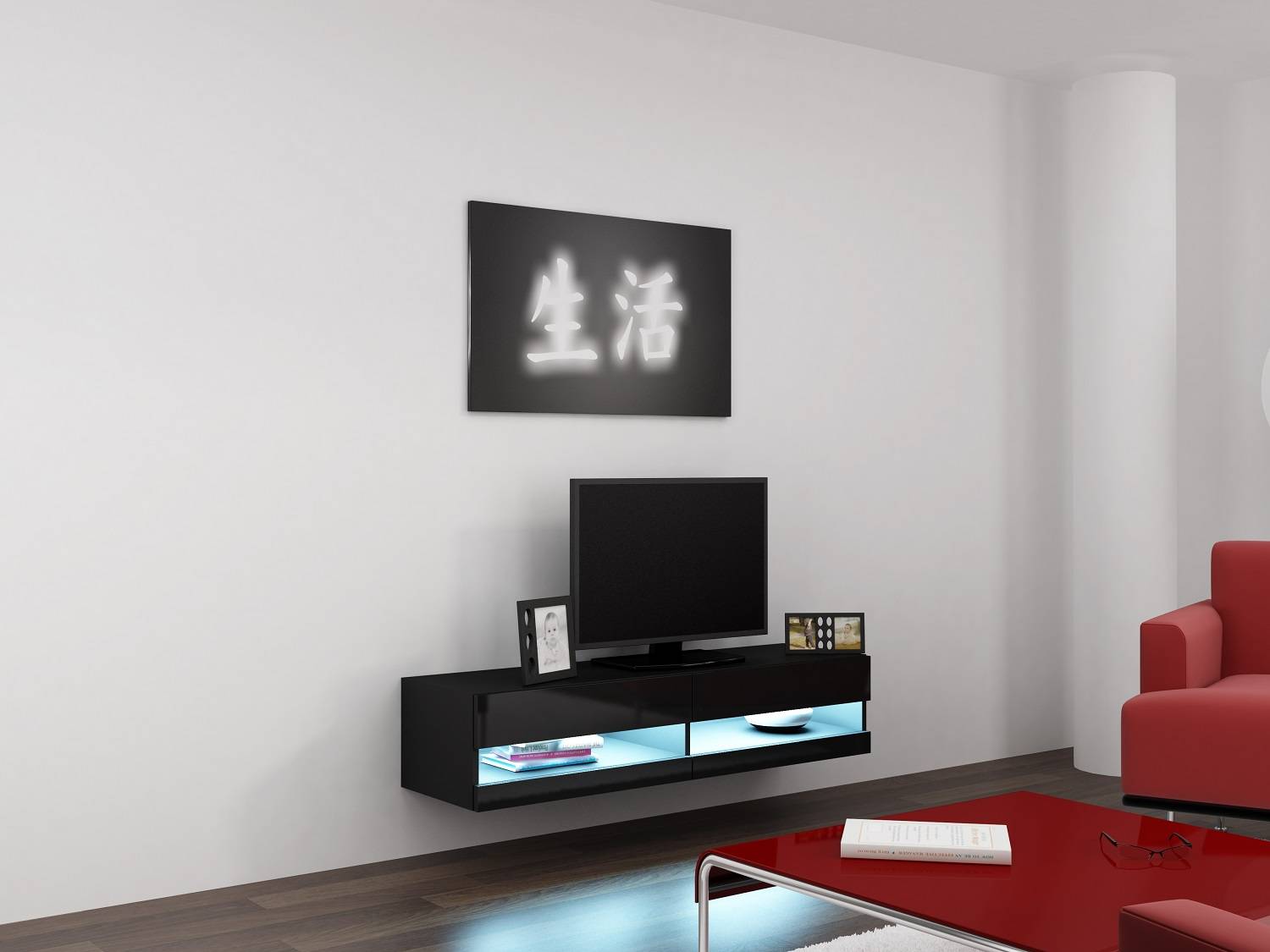 Vigo new TV stolík 140 (čierna/čierny lesk)